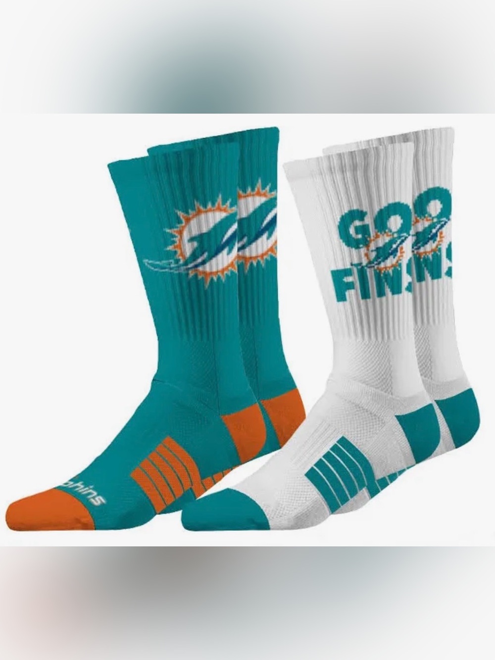 Miami Dolphins Adult 2-Pack Crew Socks NFL